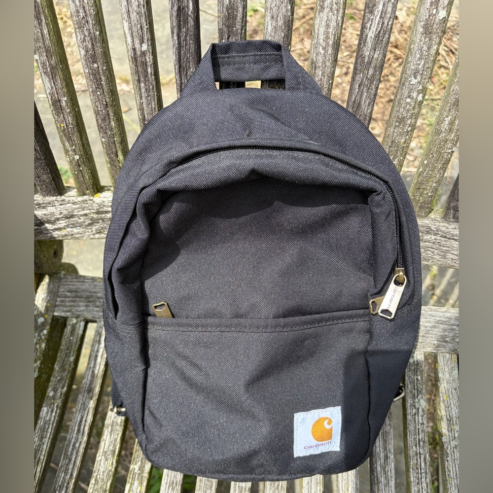 Carhartt Black Canvas Mini Backpack with Contrast Logo Patch